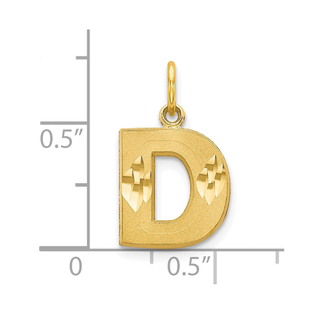 10K Satin Diamond-cut Initial D Charm