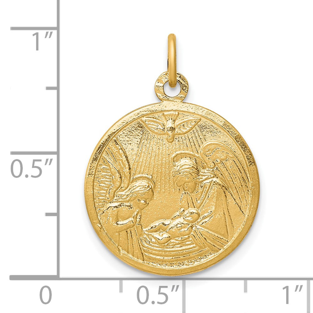 10k Solid Satin Polished Baptism Disc Pendant