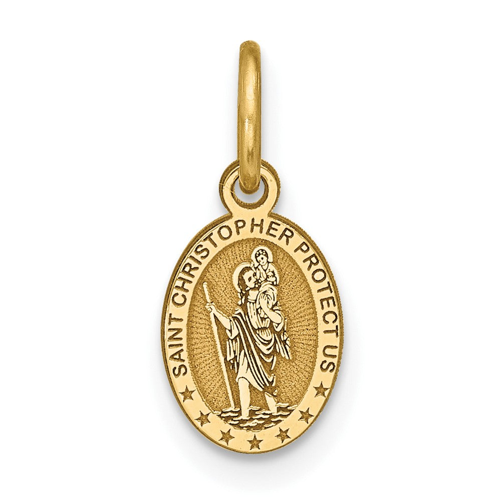 10k Solid Satin Polished St. Christopher Pendant