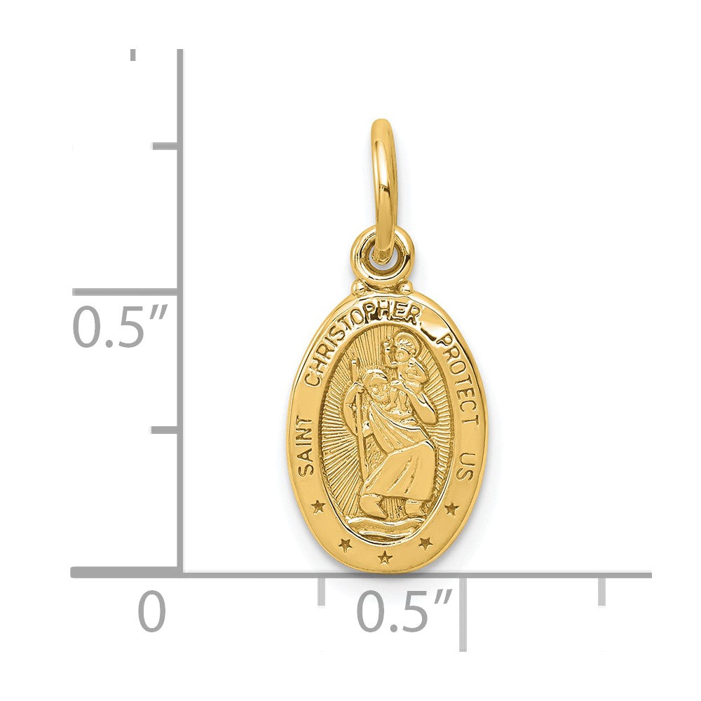 10k Solid Satin Polished St. Christopher Pendant