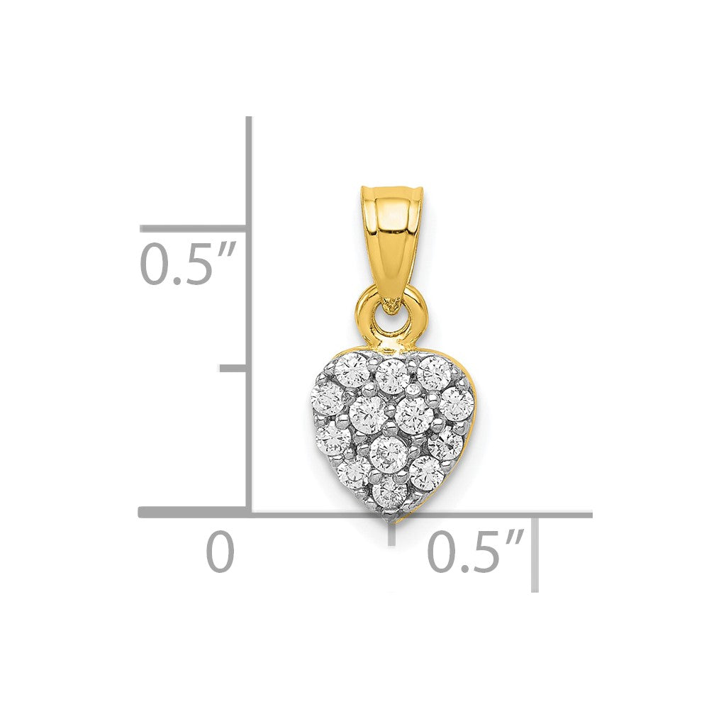 10k CZ Cluster Heart Charm