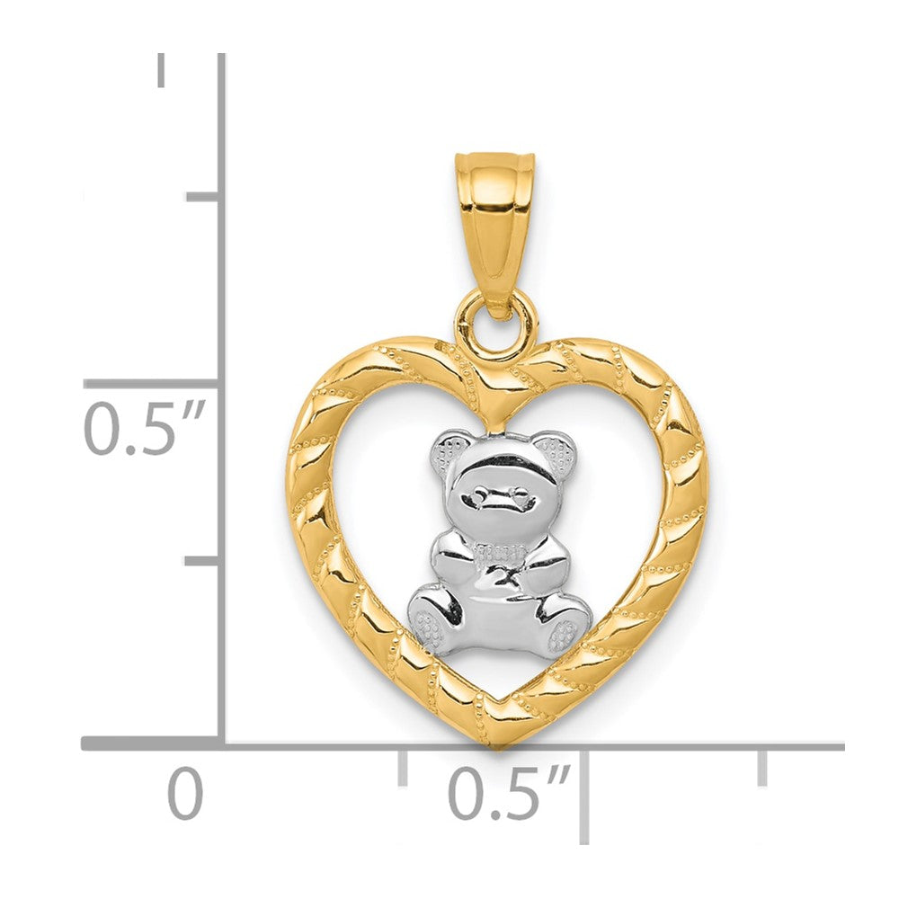 10k w/Rhodium Teddy Bear Heart Charm