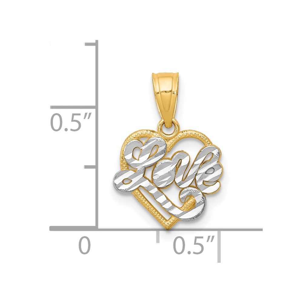 10K w/ Rhodium LOVE Heart Charm