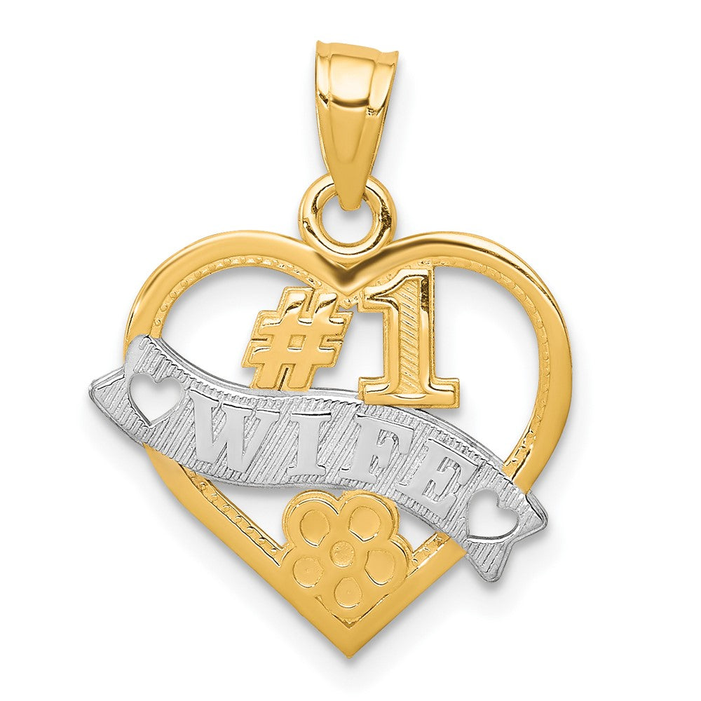 10k w/Rhodium #1 WIFE Heart Charm