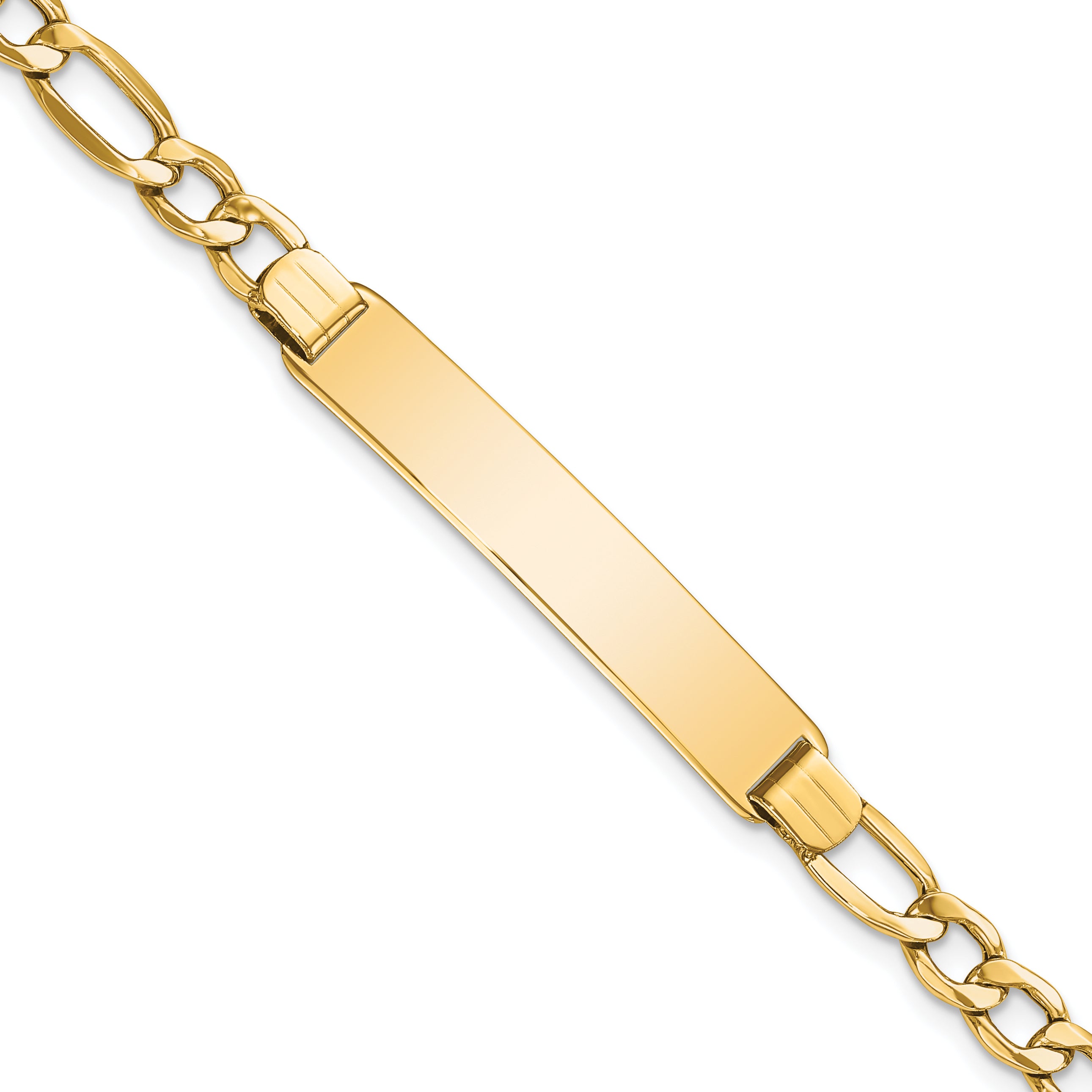 10k Semi-solid Figaro Link ID Bracelet