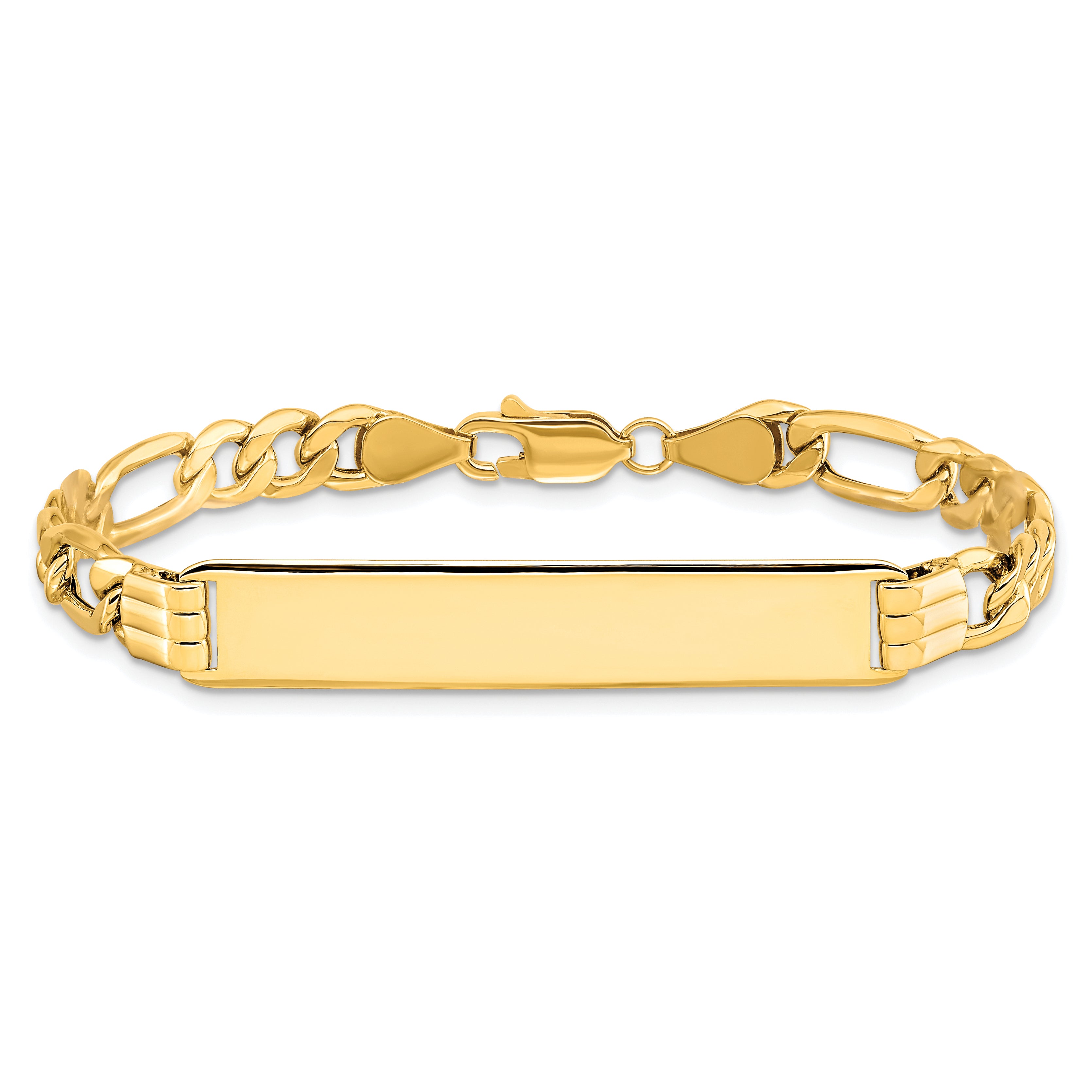 10k Semi-solid Figaro Link ID Bracelet