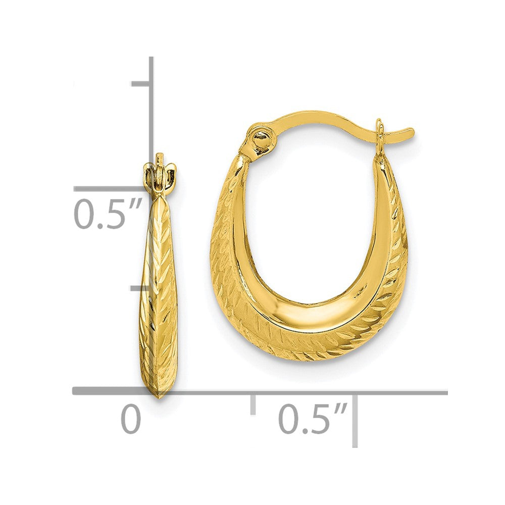 10K Textured Hollow Hoop Earrings