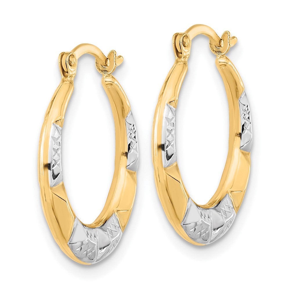 10K and Rhodium Hollow Hoop Earrings