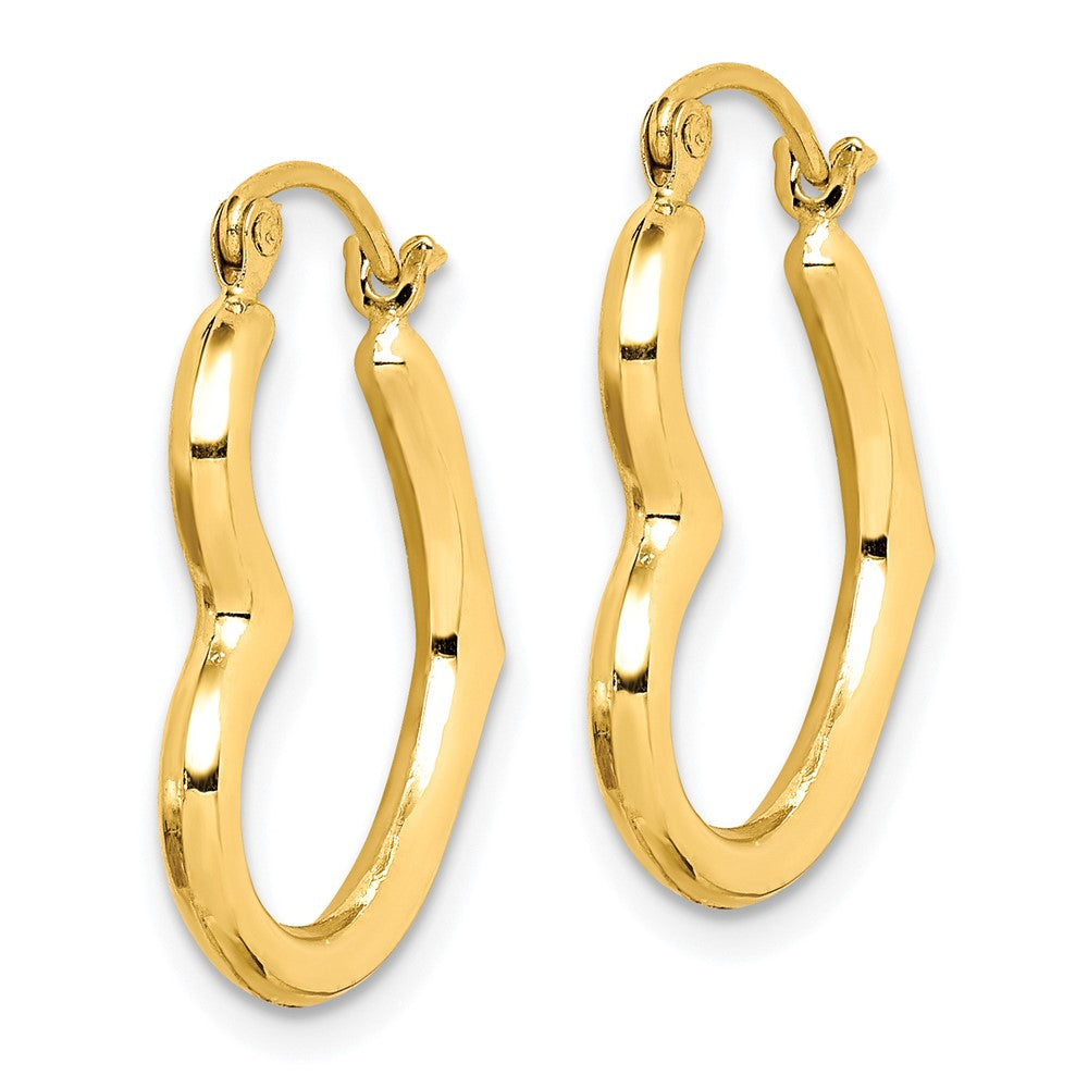 10K Hollow Heart Shape Hollow Hoop Earrings