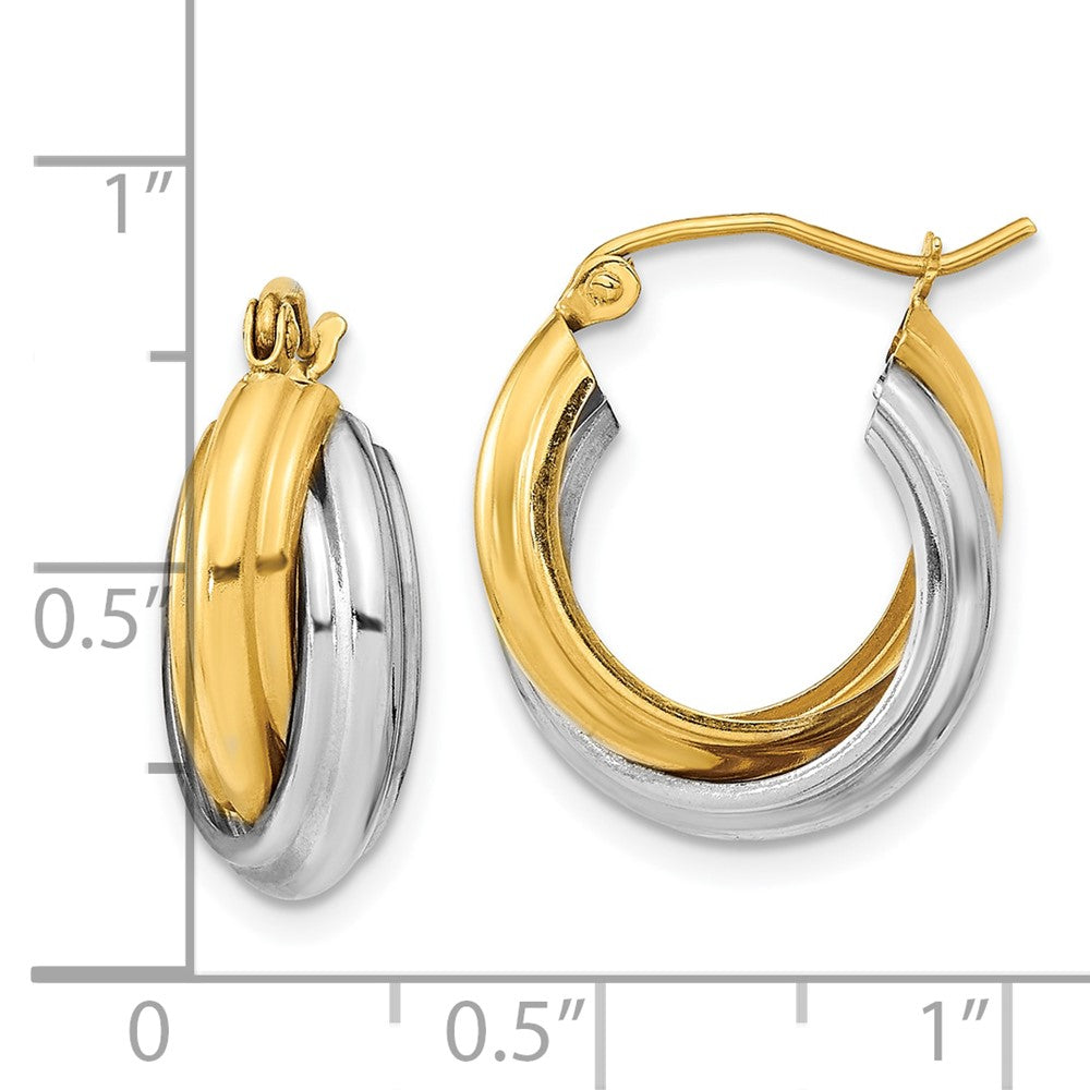 10k Two-tone Polished Double Hoop Earrings