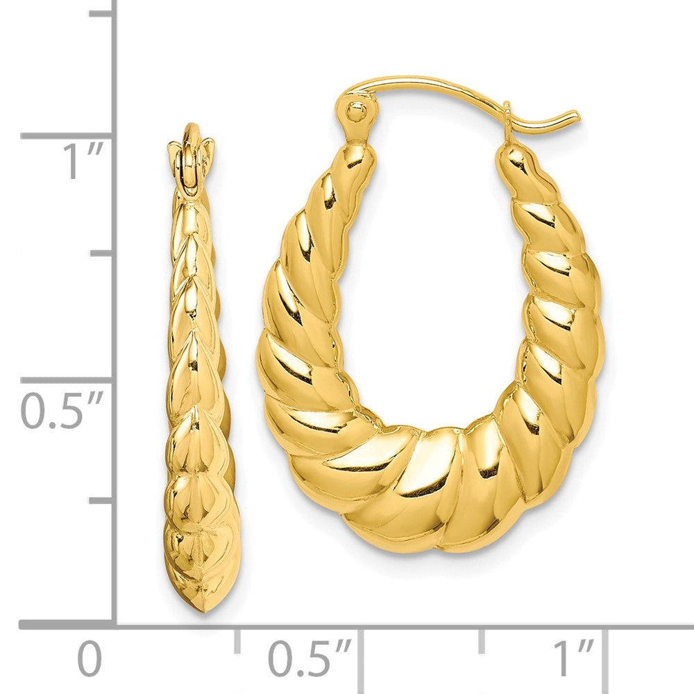 10k Polished Twisted Hollow Hoop Earrings