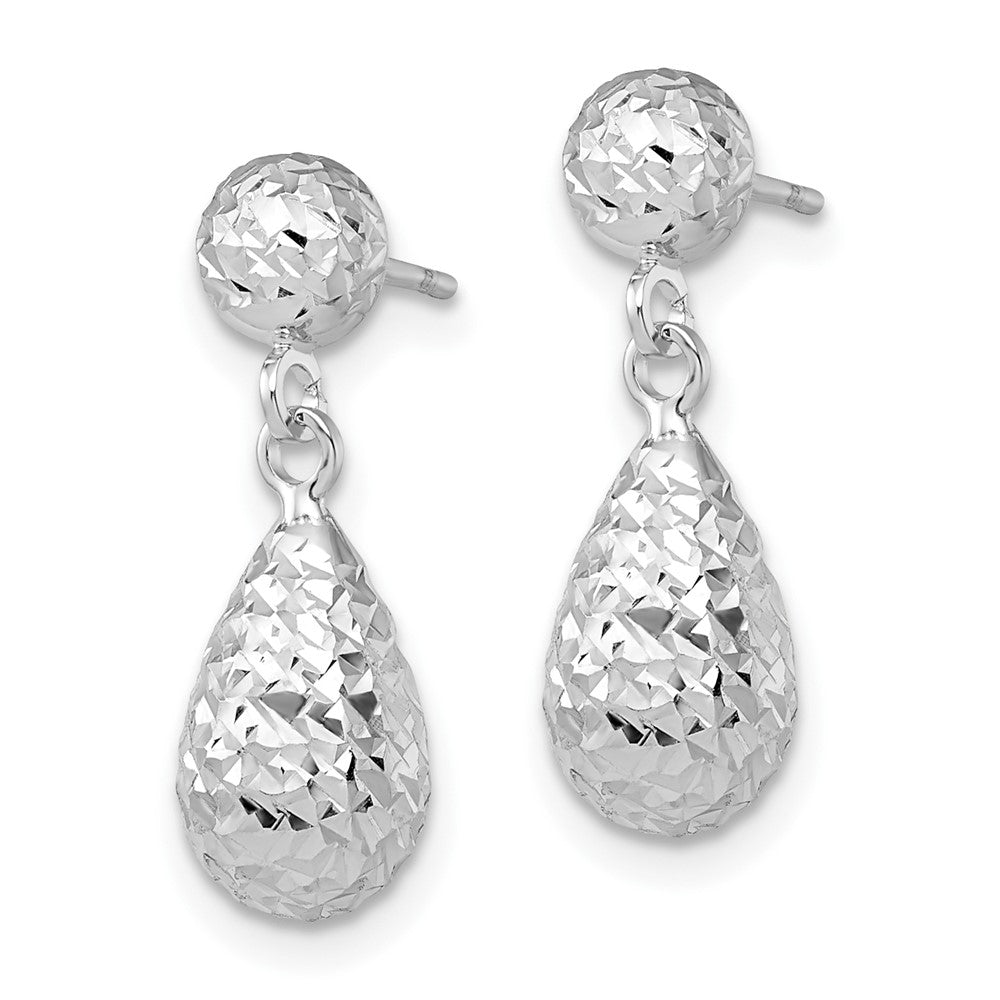 10K White Gold D/C Post Dangle Earrings