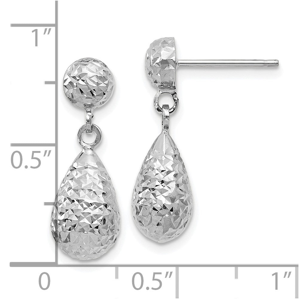 10K White Gold D/C Post Dangle Earrings