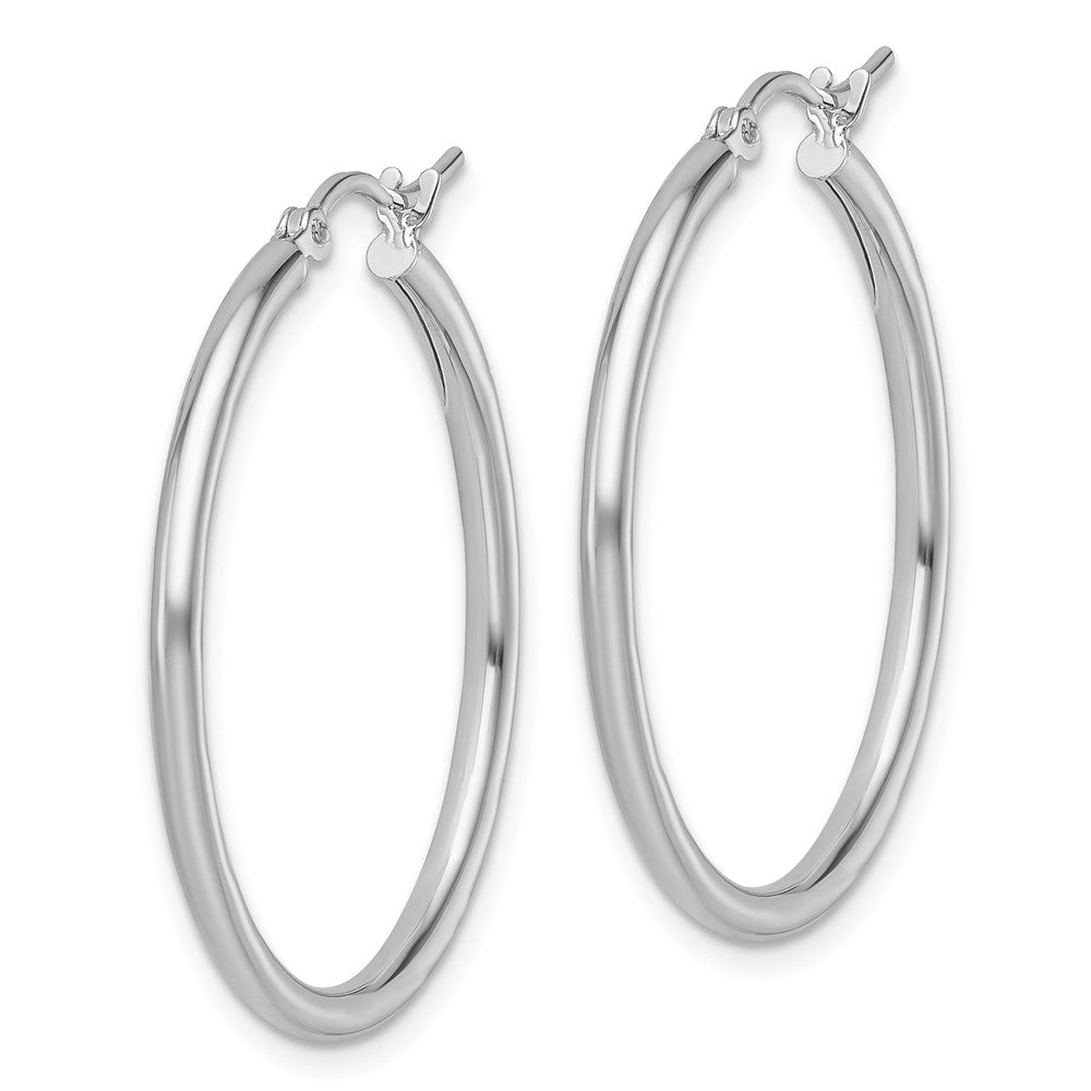 10K White Gold Polished Hinged Hoop Earrings