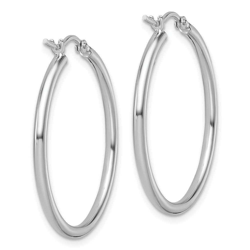 10K White Gold Polished Hinged Hoop Earrings