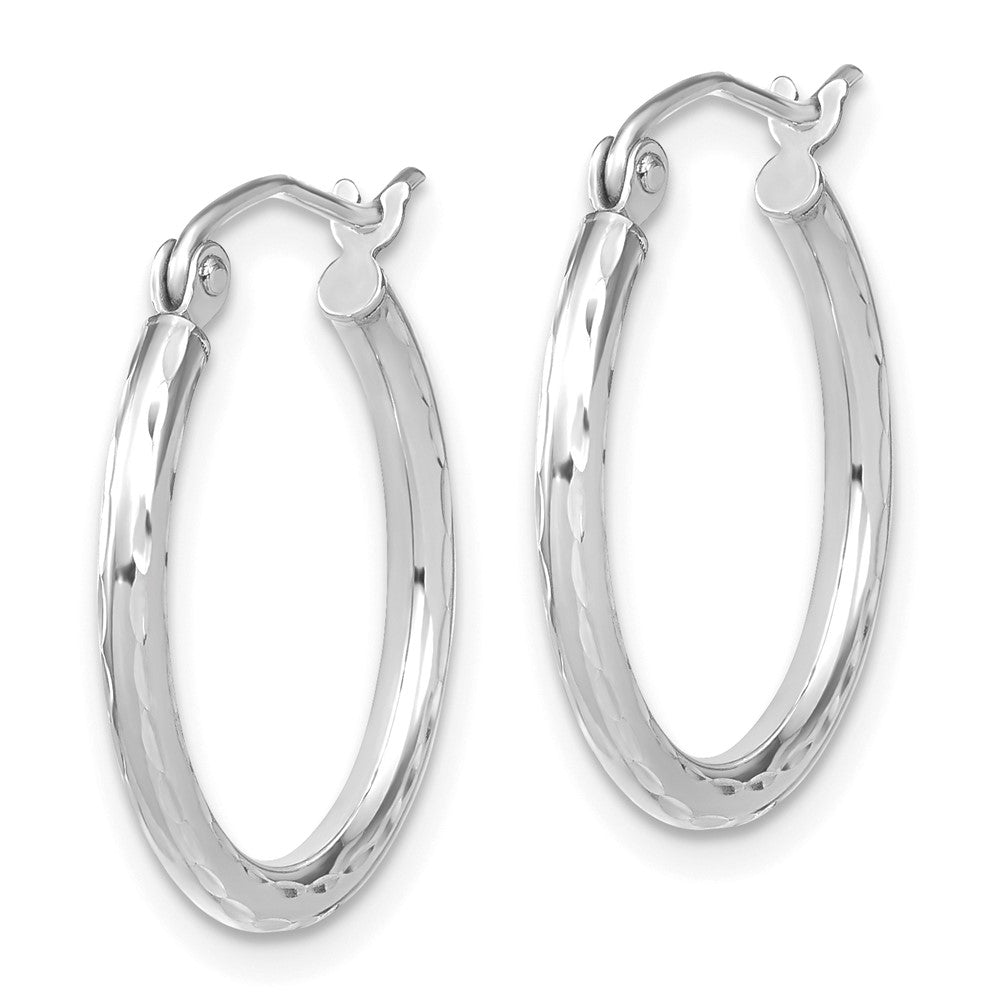 10K White Gold D/C Hinged Hoop Earrings