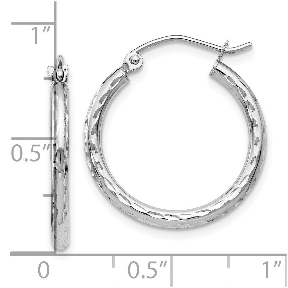 10K White Gold D/C Hinged Hoop Earrings