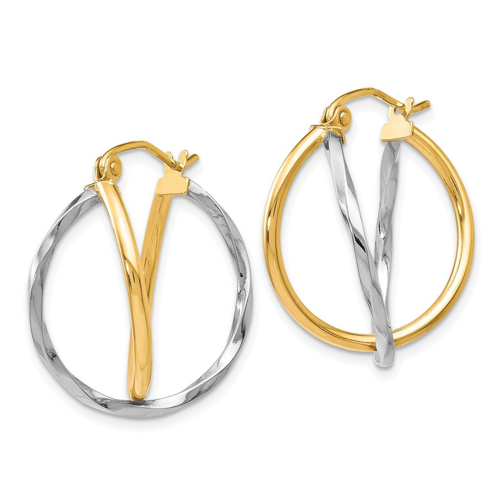 10K Two-Tone Hinged Hoop Earrings