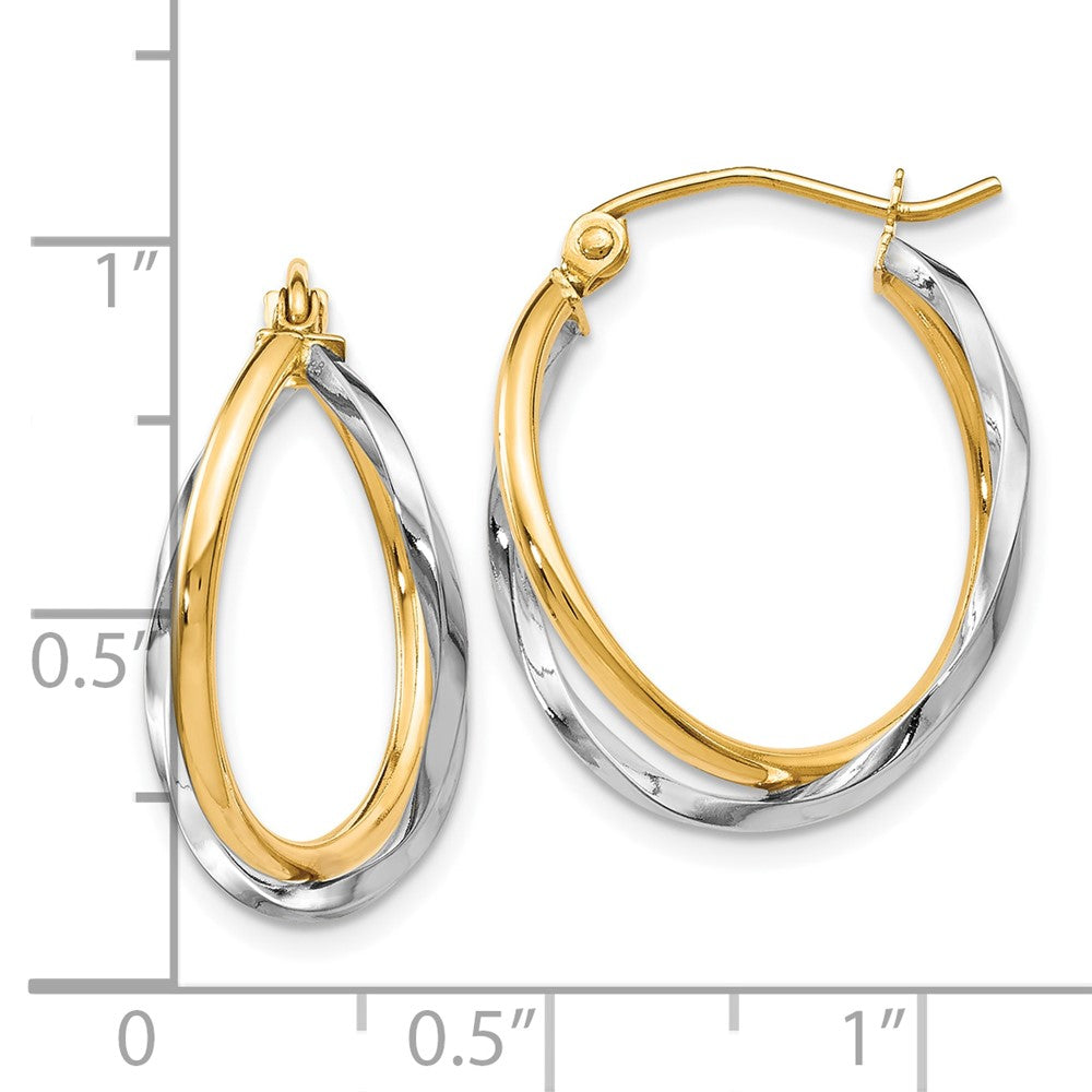 10K Two-Tone Hinged Hoop Earrings