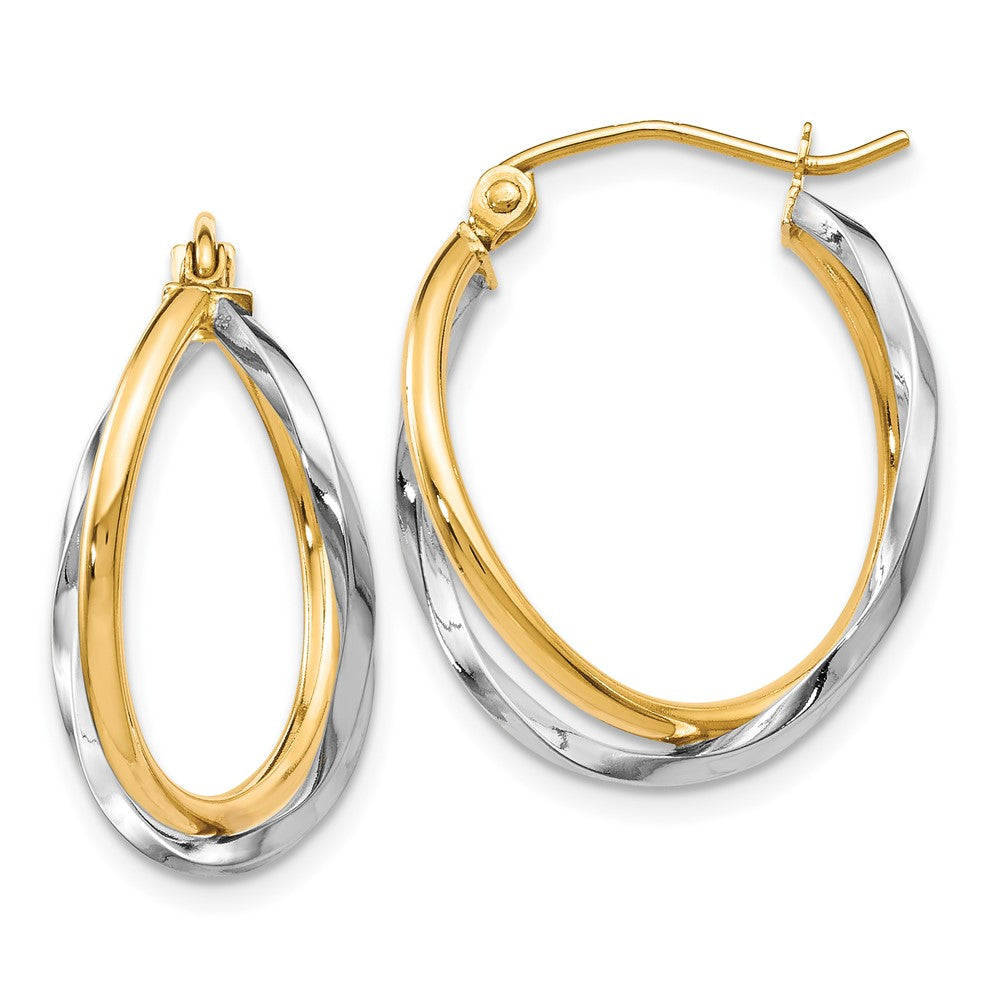 10K Two-Tone Hinged Hoop Earrings