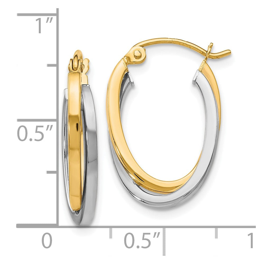 10K Two-Tone Polished Hinged Hoop Earrings