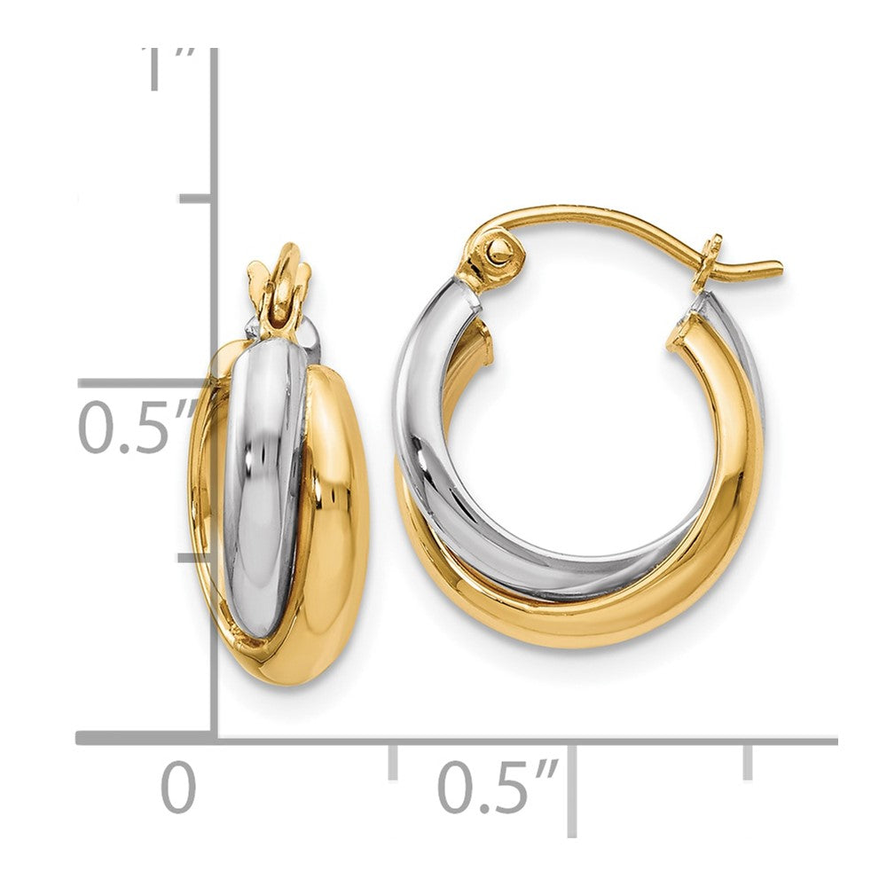 10K Two-Tone Polished Hinged Hoop Earrings