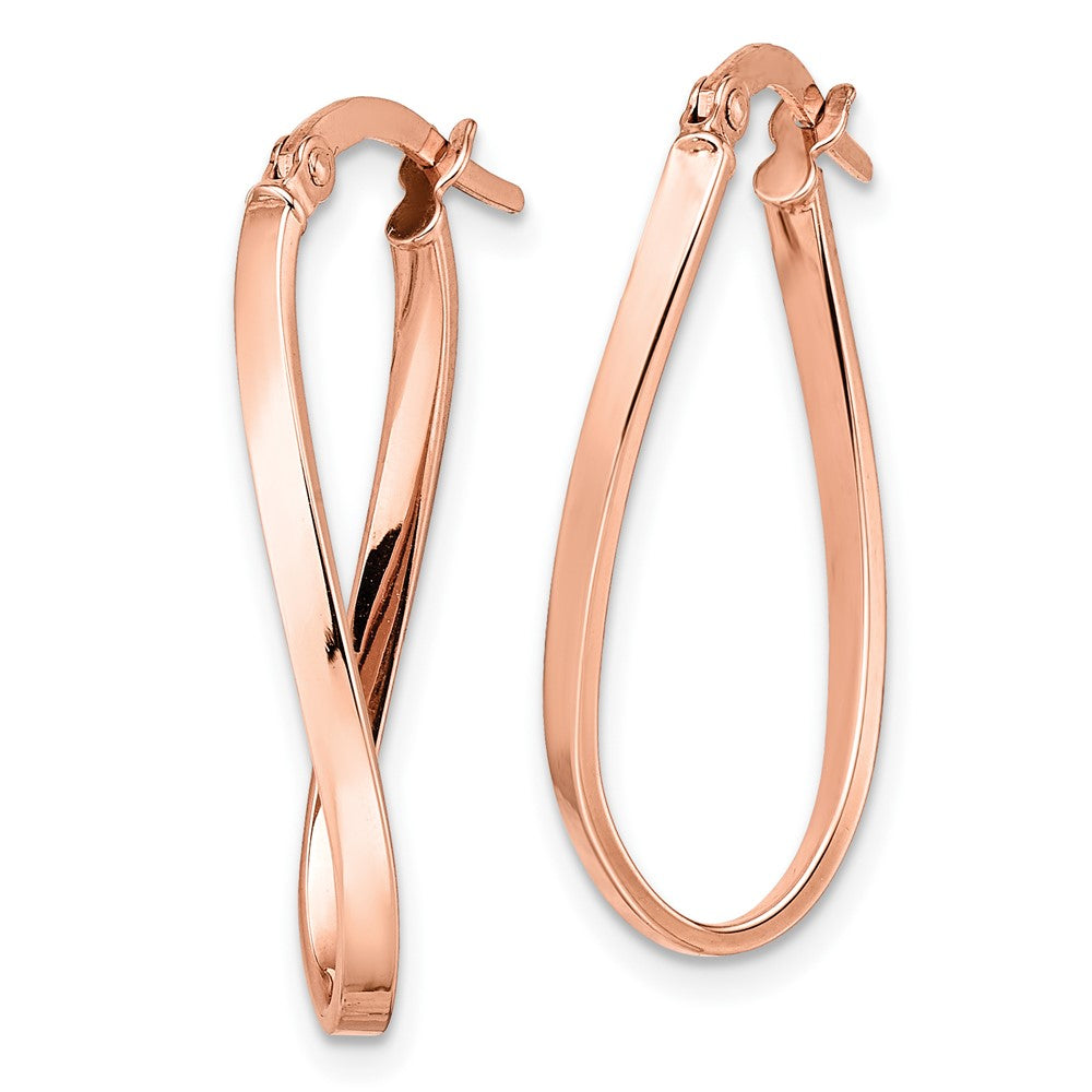 10K Rose Gold Polished Hinged Hoop Earrings