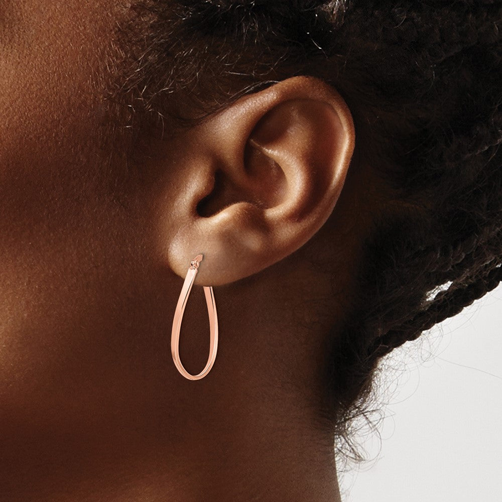 10K Rose Gold Polished Hinged Hoop Earrings