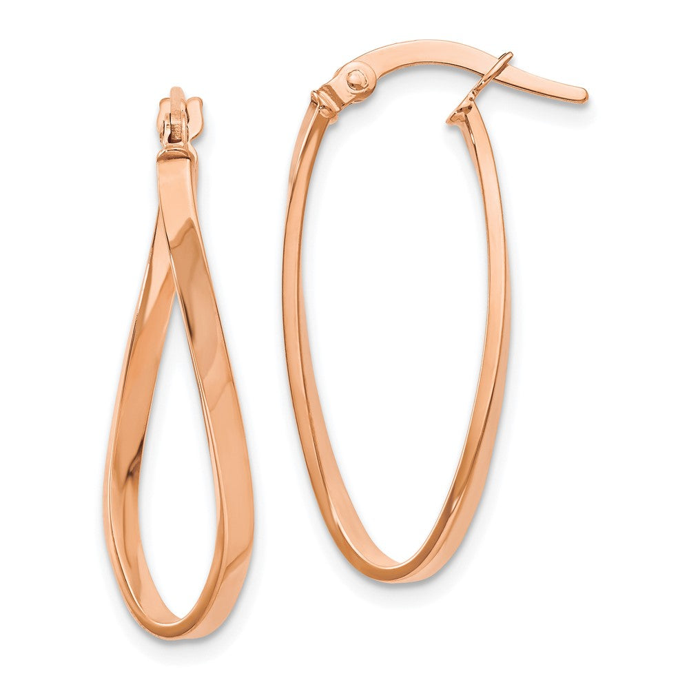 10K Rose Gold Polished Hinged Hoop Earrings