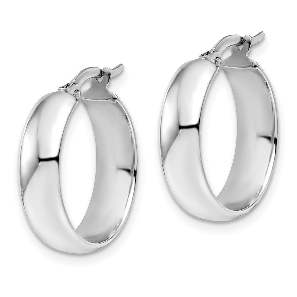 10K White Gold Polished Hinged Hoop Earrings