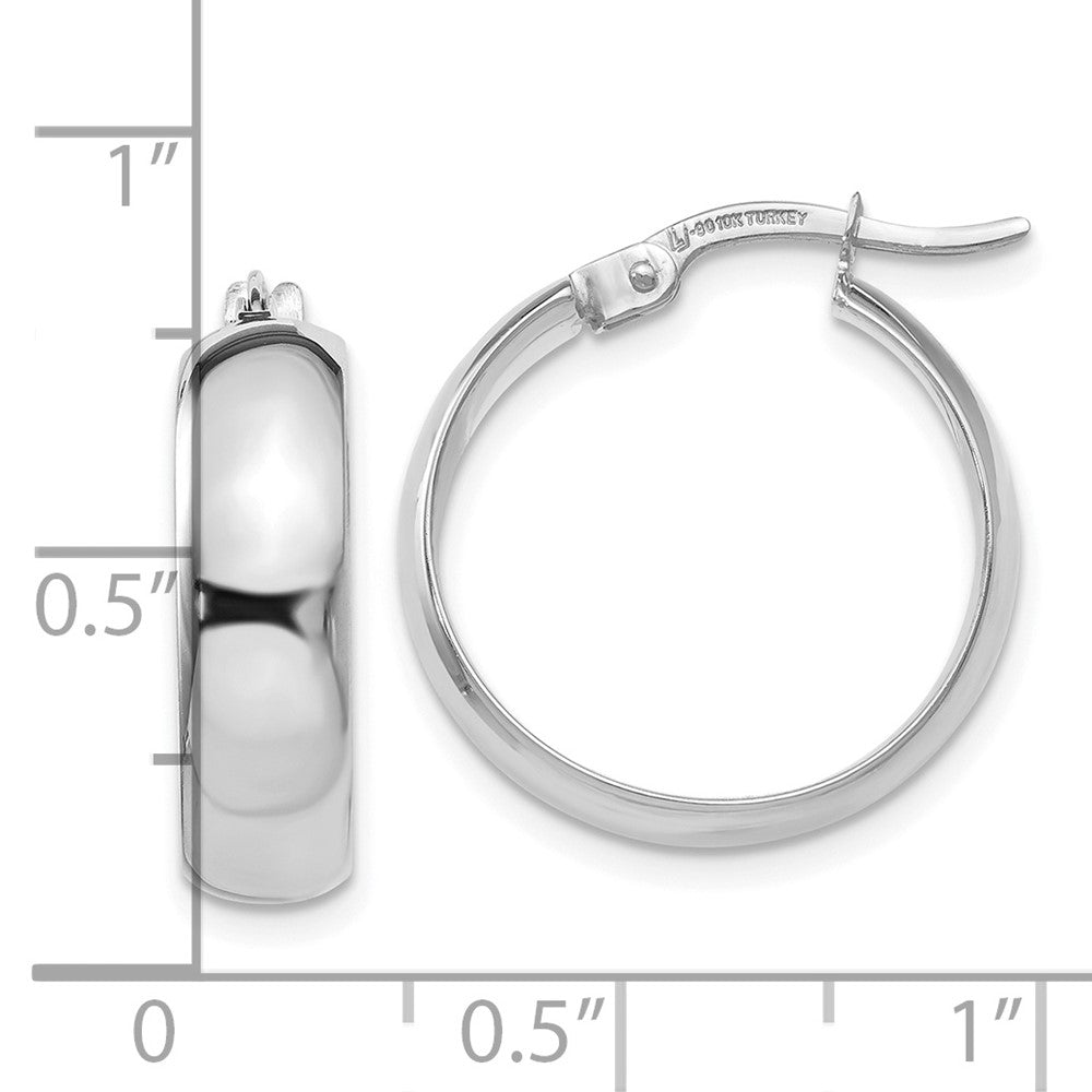 10K White Gold Polished Hinged Hoop Earrings