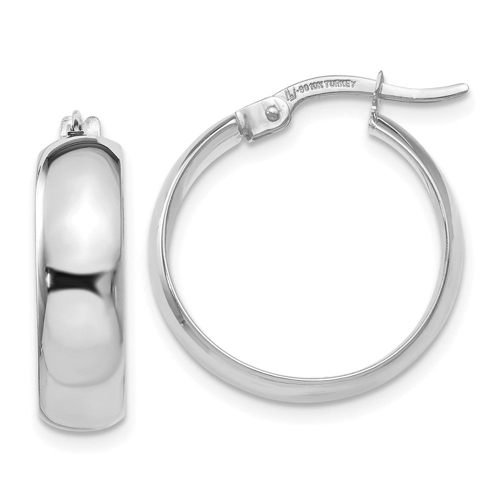 10K White Gold Polished Hinged Hoop Earrings