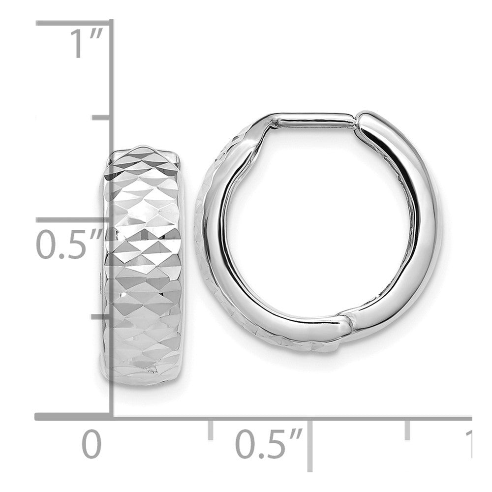 10K White Gold Polished and D/C Hoop Earrings