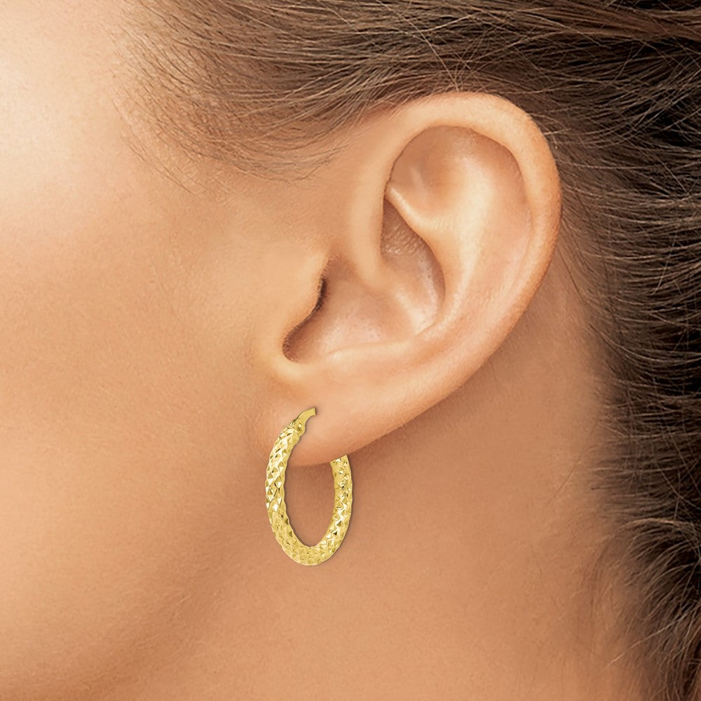 10K Polished D/C Hoop Earrings