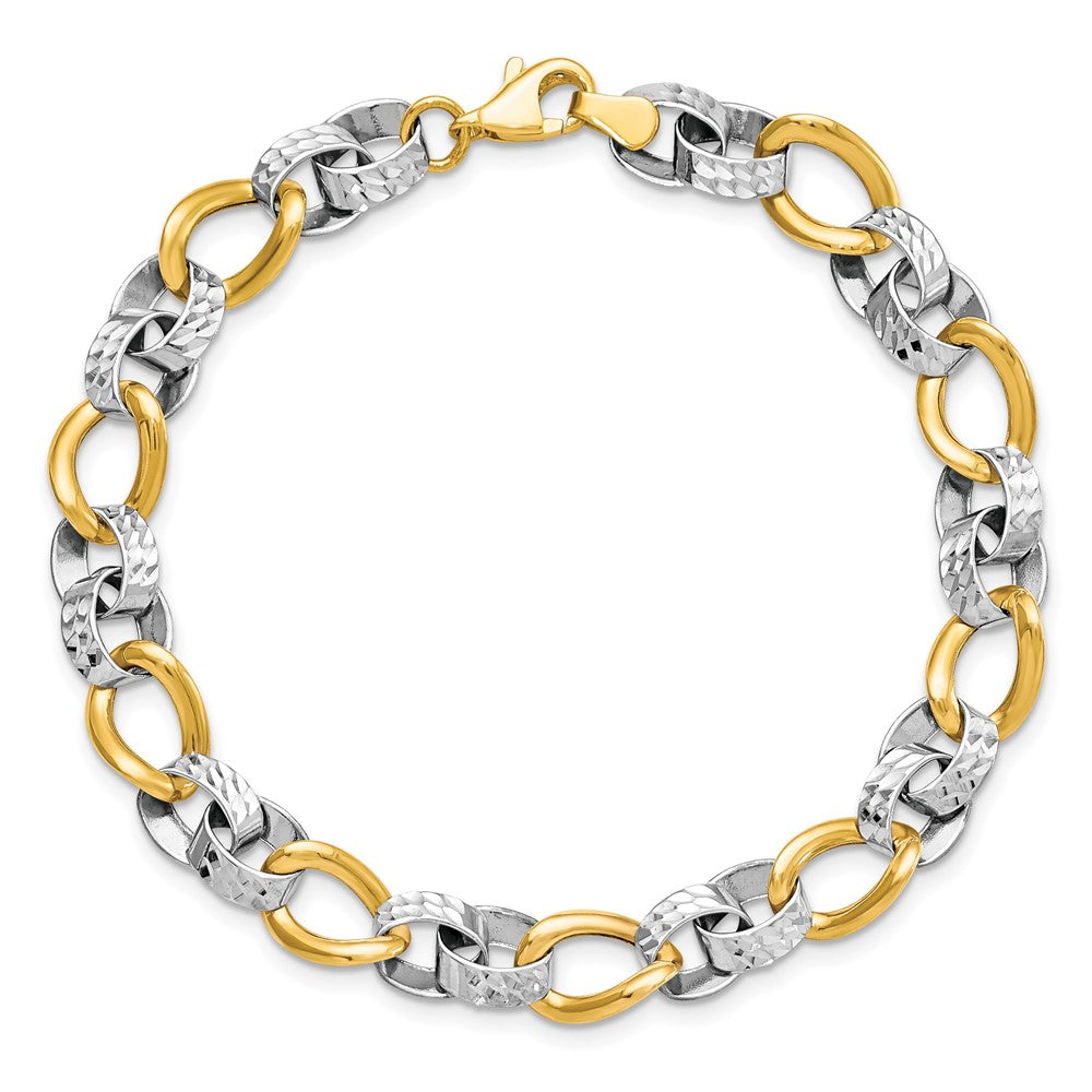 10K Two-tone Polished and D/C Link Bracelet