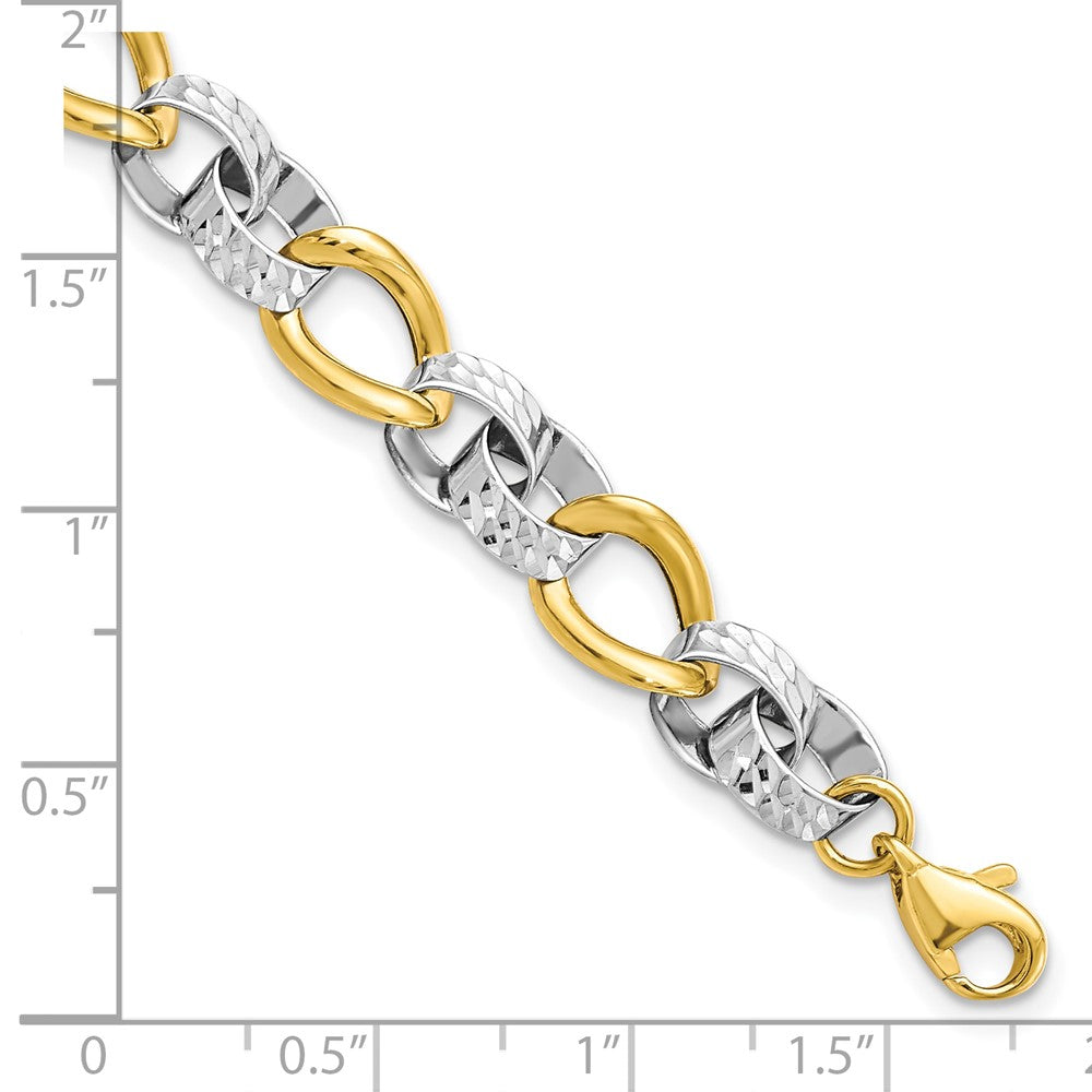 10K Two-tone Polished and D/C Link Bracelet