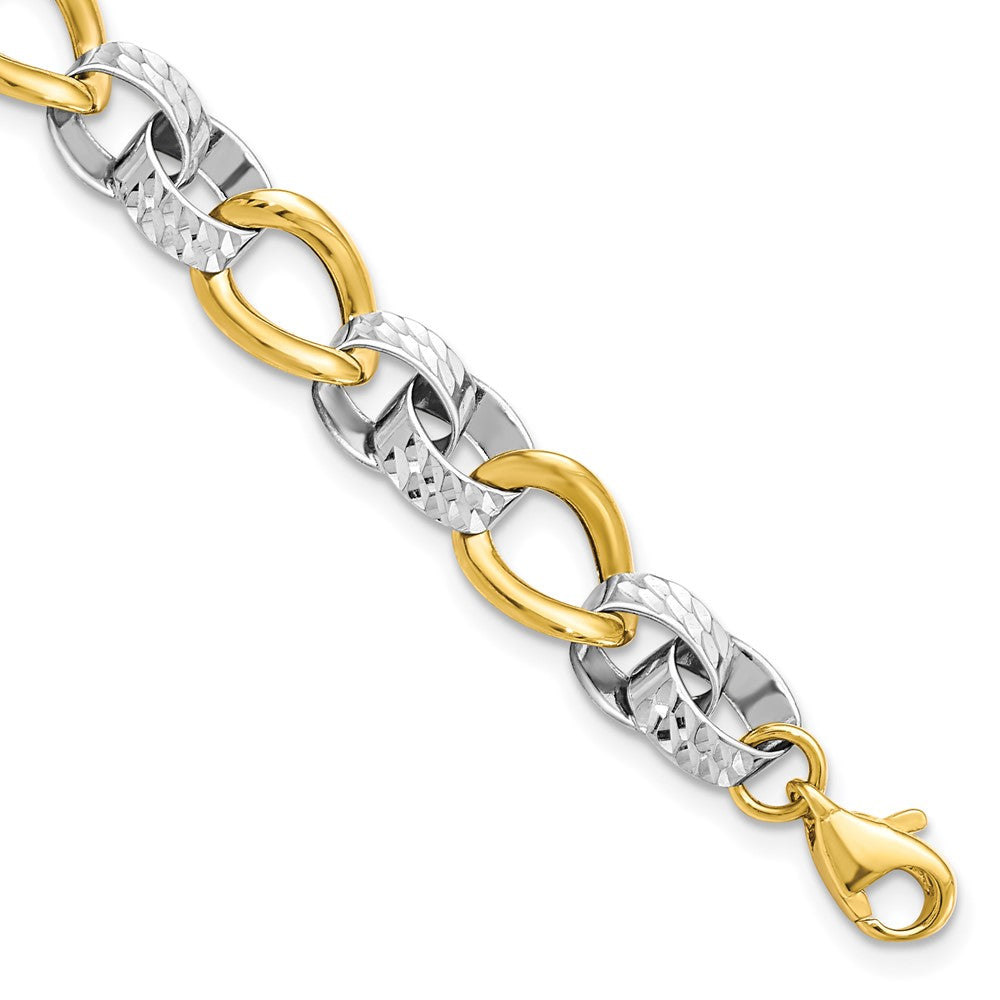 10K Two-tone Polished and D/C Link Bracelet