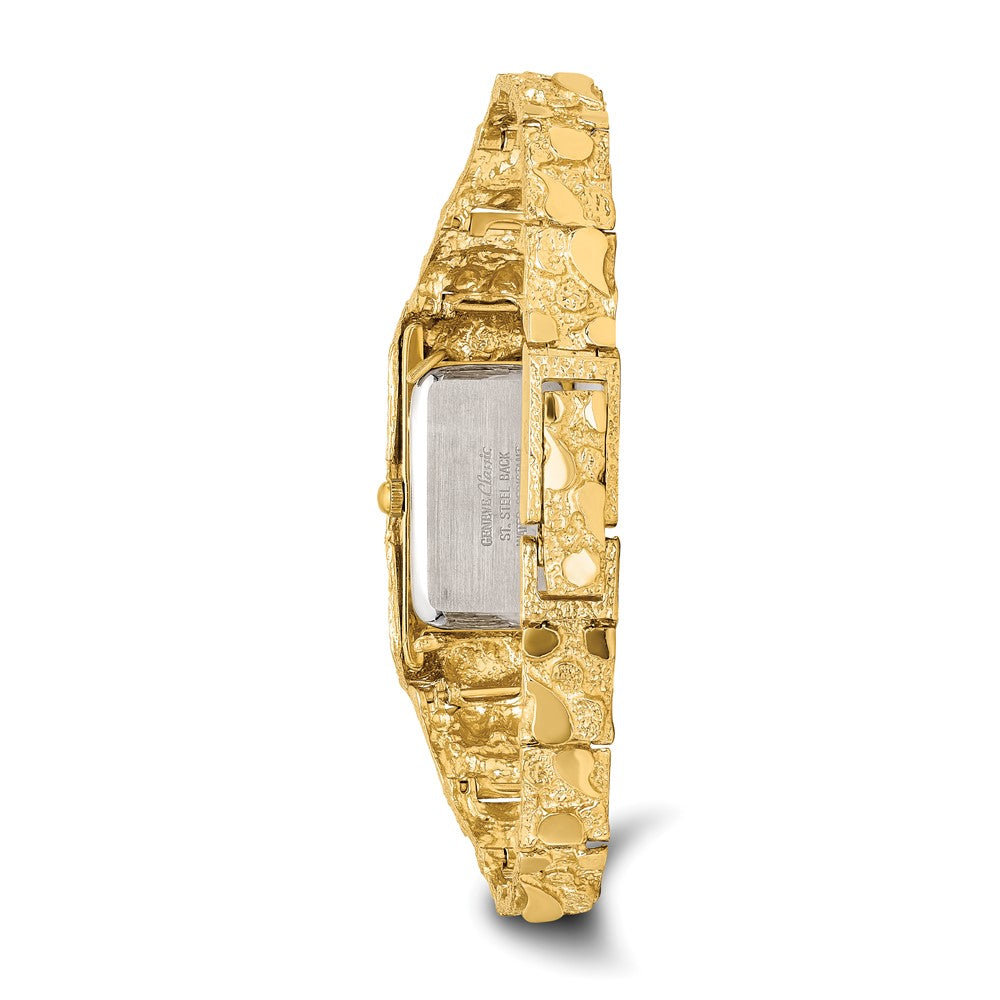 10k Champagne 15x31mm Dial Rectangular Face Nugget Watch