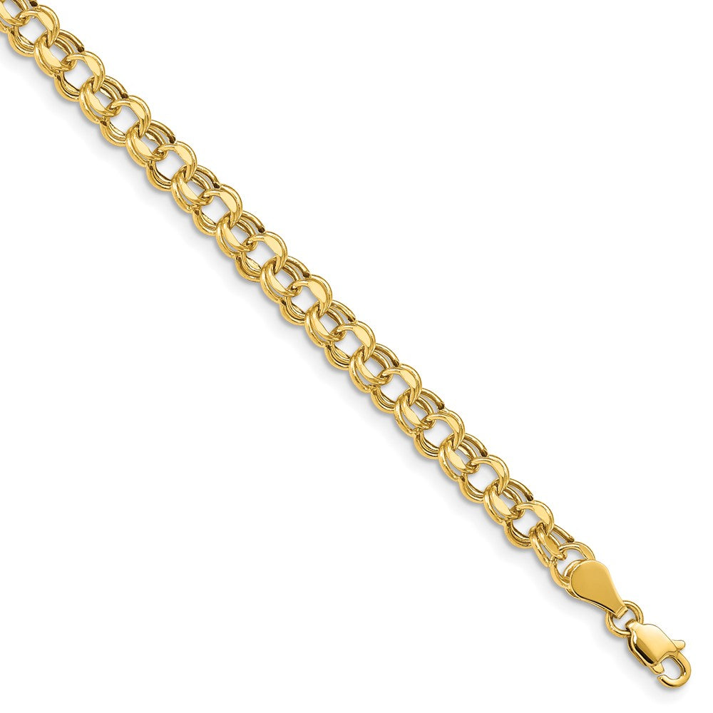 10k Lite 5mm Diamond-cut Double Link Charm Bracelet