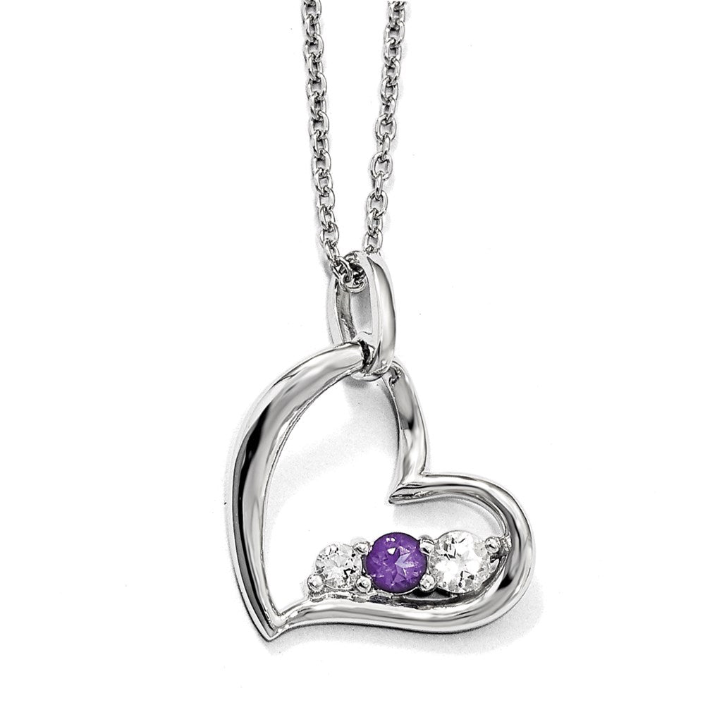 10kw Survivor Clear/Purple Swarovski Topaz Heart of Strength Necklace