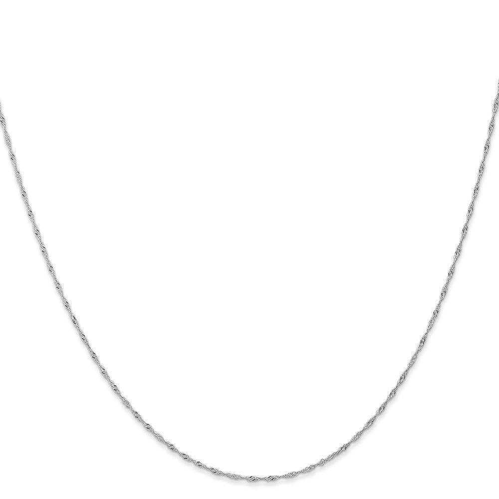 14K White Gold 20 inch Carded 1mm Singapore with Spring Ring Clasp Chain