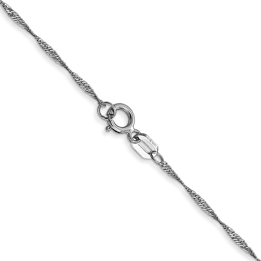 14K White Gold 24 inch Carded 1mm Singapore with Spring Ring Clasp Chain