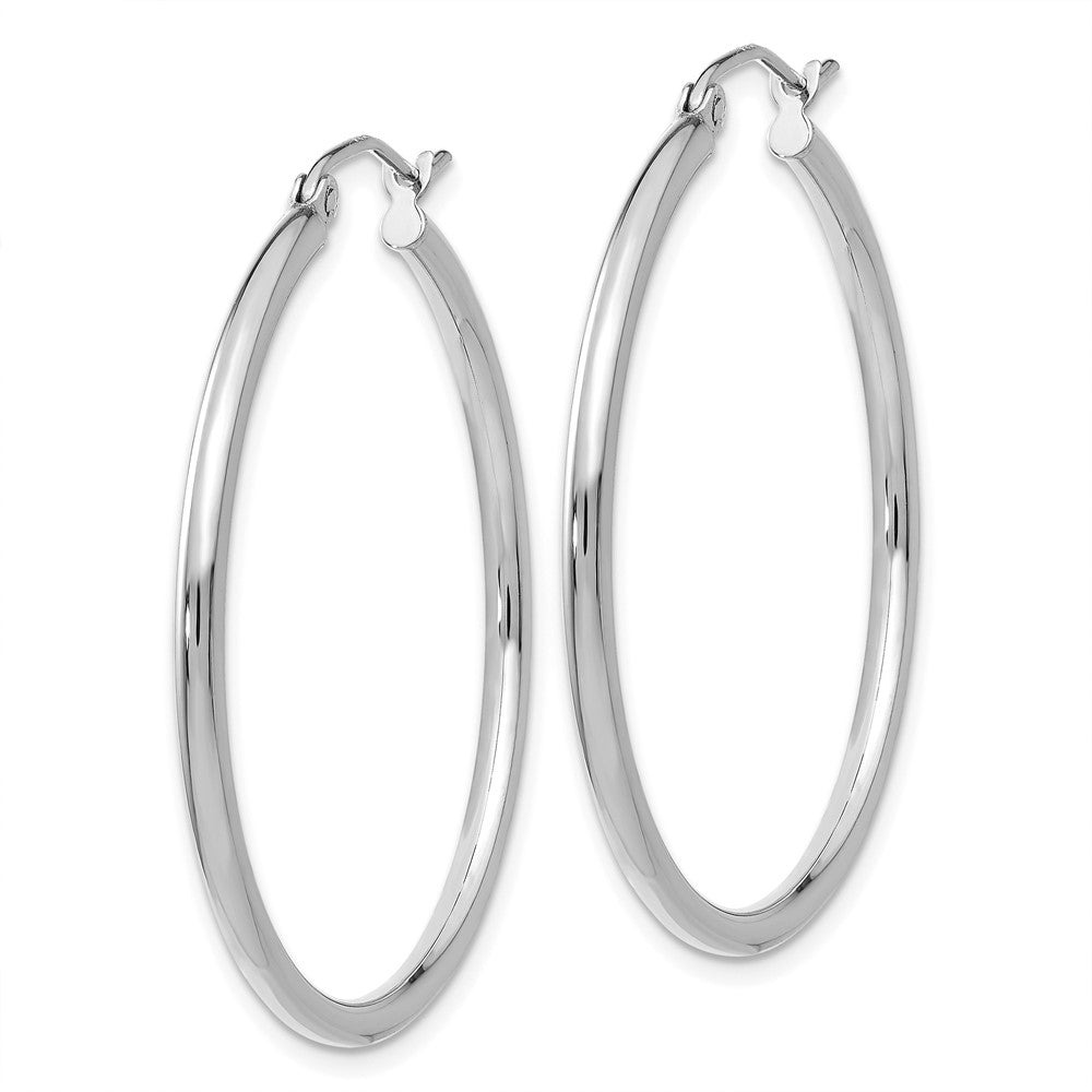 10K White Gold Polished 2mm Tube Hoop Earrings