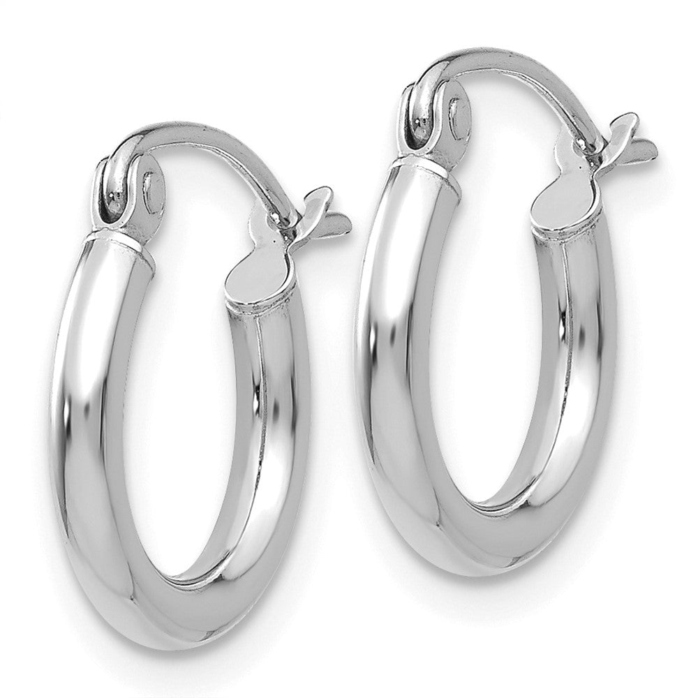 10K White Gold Polished 2mm Tube Hoop Earrings