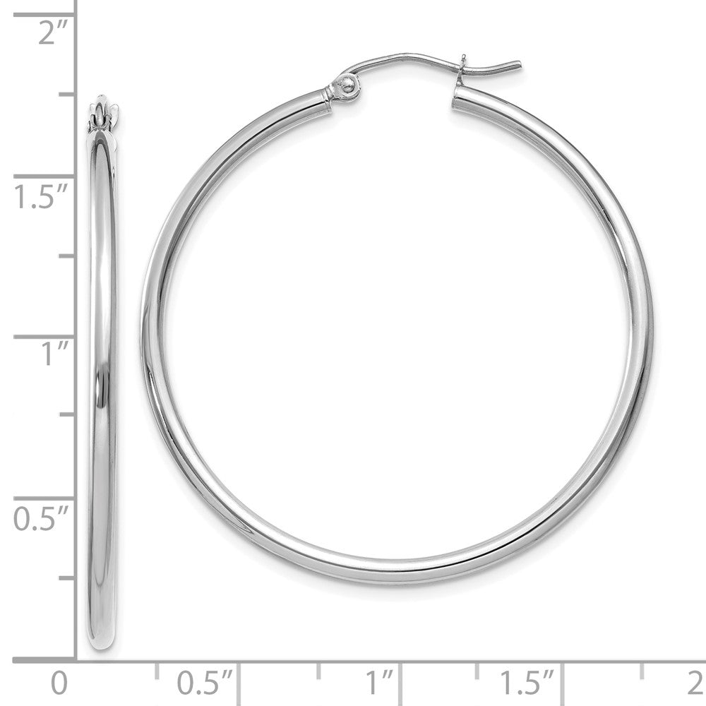 10K White Gold Polished 2mm Tube Hoop Earrings