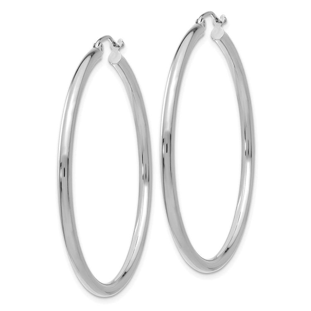 10K White Gold Polished 2.5mm Tube Hoop Earrings