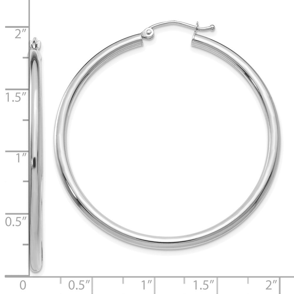 10K White Gold Polished 2.5mm Tube Hoop Earrings