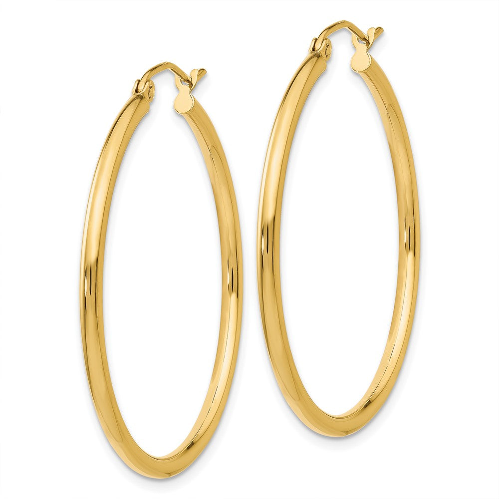 10K Polished 2mm Tube Hoop Earrings