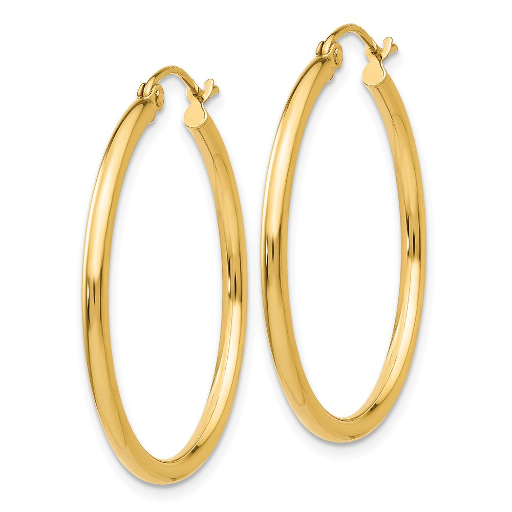 10K Polished 2mm Tube Hoop Earrings