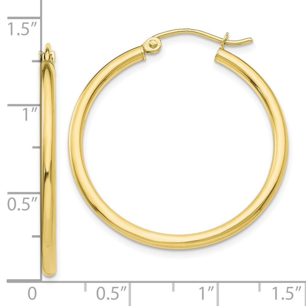 10K Polished 2mm Tube Hoop Earrings